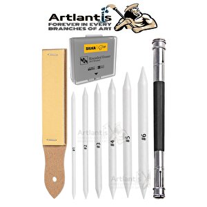 Ahşap İnsan Modeli 14cm A4 21x30 Eskiz Defteri Dereceli Karakalem Dağıtma Kalemi Zımpara Kalem Uzatma Aparat Hamur Silgi
