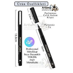 Teknik Çizim Kalemi 12 Li 1 Paket Drawing Pigment Liner Eskiz Kaligrafi Kalemi Kalıcı Mürekkep Suya Dayanıklı