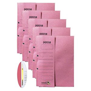 Yarım Kapak Telli Dosya Pembe Karton 5 Adet Karton Yarım Kapaklı Kapsüllü Dosya A4 Boy 24x32 Cm Klasör İçin Büro Ofis