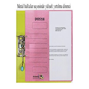 Yarım Kapak Telli Dosya Pembe Karton 10 Adet Karton Yarım Kapaklı Kapsüllü Dosya A4 Boy 24x32 Cm Klasör İçin Büro Ofis