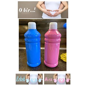 Mavi Pembe Cinsiyet Belirleme Parmak Boyası 1 Adet 500 Ml Kız Cinsiyet Açıklama Boyası Yıkanabilir Zararsız