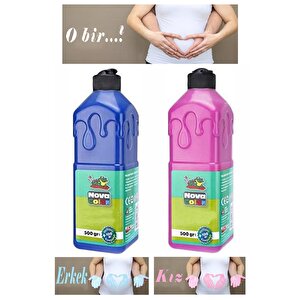 Mavi Pembe Cinsiyet Belirleme Parmak Boyası 1 Adet 500 Ml Kız Cinsiyet Açıklama Boyası Yıkanabilir Nova Color Zararsız