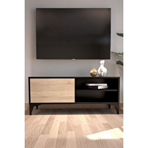 Modern Tv Ünitesi Kapaklı Raflı Tv Sehpası Salon İçin Minimal Tasarım Fonksiyonel Tv Dolabı