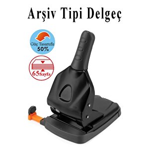 Büyük Delgeç 65 Yaprak Kapasiteli 1 Adet Arşiv Tipi Kollu Delgeç Metal Perfaratör Profesyonel Kağıt Delici Delgec