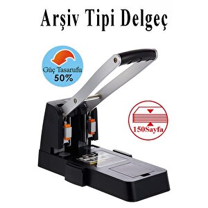 Büyük Delgeç 150 Yaprak Kapasiteli 1 Adet Arşiv Tipi Kollu Delgeç Metal Perfaratör Profesyonel Kağıt Delici Delgec