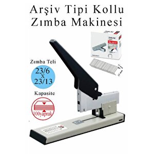 Büyük Boy Zımba Makinesi 1 Adet Arşiv Tipi Zımba Makinası 100 Yaprak Kapasiteli Zımba Teli Hediyeli Kollu Zımba Makinası