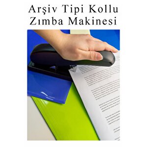 Büyük Boy Zımba Makinesi 1 Adet Arşiv Tipi Zımba Makinası 100 Sayfa Kapasite Zımba Teli Hediyeli Kollu Zımba Makinası
