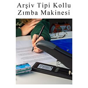 Büyük Boy Zımba Makinesi 1 Adet Arşiv Tipi Zımba Makinası 100 Sayfa Kapasite Zımba Teli Hediyeli Kollu Zımba Makinası