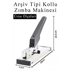 Büyük Boy Zımba Makinesi 1 Adet Arşiv Tipi Zımba Makinası 200 Yaprak Kapasiteli Zımba Teli Hediyeli Kollu Zımba Makinası