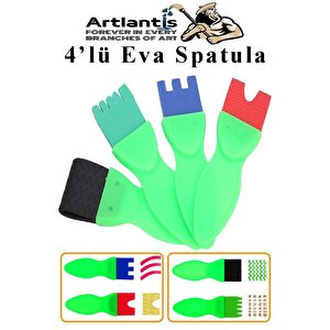 Eva Spatula 4 Lü 1 Paket Plastik Doku Tarağı Fırçası Okul Öncesi Boya Sünger Fırça Seti Çocuklar İçin Plastik Saplı
