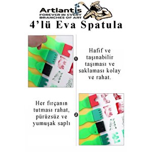 Eva Spatula 4 Lü 1 Paket Plastik Doku Tarağı Fırçası Okul Öncesi Boya Sünger Fırça Seti Çocuklar İçin Plastik Saplı