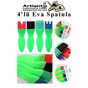 Eva Spatula 4 Lü 1 Paket Plastik Doku Tarağı Fırçası Okul Öncesi Boya Sünger Fırça Seti Çocuklar İçin Plastik Saplı