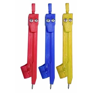 Plastik Pergel 3 Adet Renkli Plastik Pergel Ekonomik Okul Teknik Çizim Kurşun Kalem Yuvalı
