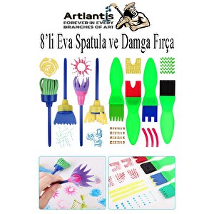 Eva Spatula Ve Damga Fırçası 8 Li 1 Paket Plastik Doku Tarağı Fırçası Okul Öncesi Boya Sünger Fırça Seti Çocuklar İçin