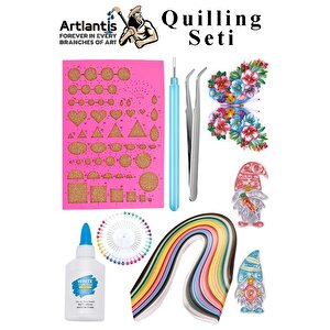 Quilling Seti 1 Paket Quilling Şablonu 10 Mm 50 Cm Quilling Kağıdı Cımbız Tutkal Yapıştırıcı Kağıt Kıvırma Kalemi İğne