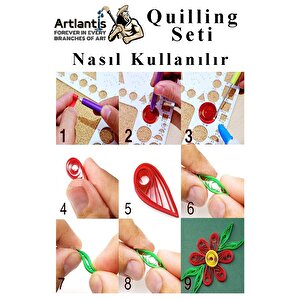 Quilling Seti 1 Paket Quilling Şablonu 10 Mm 50 Cm Quilling Kağıdı Cımbız Tutkal Yapıştırıcı Kağıt Kıvırma Kalemi İğne