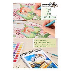 Telli Suluboya Bloğu Kağıdı A5 210gr 20 Yaprak İnce Dokulu Gölgelendirme Zımpara Aquarell Kuruboya Dereceli Kalem Uzatma