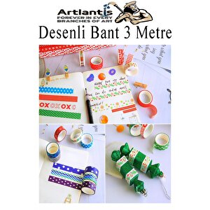 Renkli Desenli Bant 6 Adet 18mm X 3 Metre Dekoratif Desenli Bant Farklı Renklerde Gönderim Yapılmaktadır Desenli