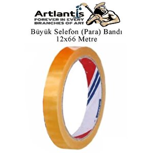 12x66 Metre Selefon Bant 1 Adet Büro Bandı Büyük Bant Makinelerine Uyumlu Şeffaf Para Bandı Artlantis Kırtasiye Bandı