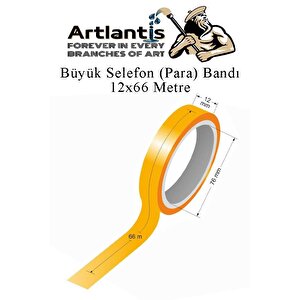 12x66 Metre Selefon Bant 1 Adet Büro Bandı Büyük Bant Makinelerine Uyumlu Şeffaf Para Bandı Artlantis Kırtasiye Bandı