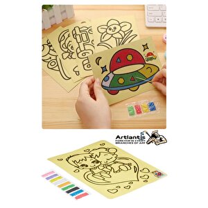 Kum Boyama Seti 1 Adet 20x30 Cm A4 Boyutunda Büyük Boy Kaliteli Kum Boyama Çalışması Tuz Boyama Etkinlik