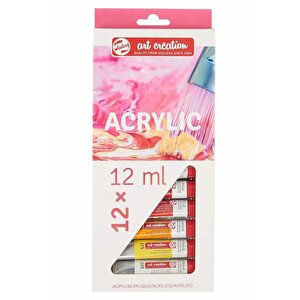 Talens 12 Renk Akrilik Boya 1 Paket Art Creation Acrylic Colour 12x12ml Akrilik Boya Seti Canlı Renkler Tuval Resim