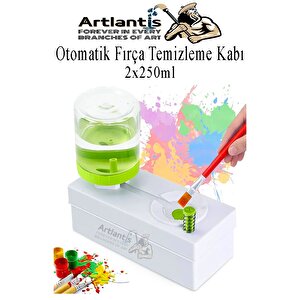Otomatik Fırça Temizleme Kabı 1 Adet 2x250 Ml Plastik Hazneli Boya Fırçası Temizleme Ve Yıkama Kutusu