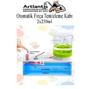 Otomatik Fırça Temizleme Kabı 1 Adet 2x250 Ml Plastik Hazneli Boya Fırçası Temizleme Ve Yıkama Kutusu