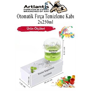 Otomatik Fırça Temizleme Kabı 1 Adet 2x250 Ml Plastik Hazneli Boya Fırçası Temizleme Ve Yıkama Kutusu