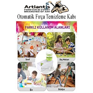 Otomatik Fırça Temizleme Kabı 1 Adet 2x250 Ml Plastik Hazneli Boya Fırçası Temizleme Ve Yıkama Kutusu