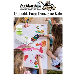Otomatik Fırça Temizleme Kabı 1 Adet 2x250 Ml Plastik Hazneli Boya Fırçası Temizleme Ve Yıkama Kutusu