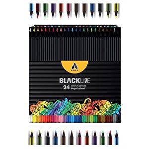 Blackline 24 Lü Kuru Boya Kalemi Karton Kutu 1 Paket 12 Renk Blackline Kuruboya Tam Boy Renkli Kalem