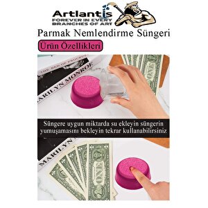 Parmak Nemlendirme Süngeri Kırmızı 2 Adet Renkli Masaüstü Pul Süngeri Para Sayma Süngeri Poşet Kağıt Ayırma Süngeri Büro