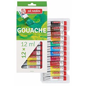 Talens 12 Renk Guaj Boya 1 Paket Art Creation Gouache Colour 12x12ml Guaj Boya Seti Canlı Renkler Tuval Resim