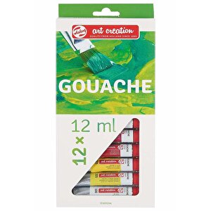 Talens 12 Renk Guaj Boya 1 Paket Art Creation Gouache Colour 12x12ml Guaj Boya Seti Canlı Renkler Tuval Resim