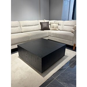 Most Lignum Ahşap Görünümlü Mat Siyah Orta Sehpa 80x80 Cm. (evinize Teslim) Mat Siyah