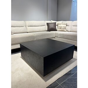 Most Lignum Ahşap Görünümlü Mat Siyah Orta Sehpa 80x80 Cm. (evinize Teslim)