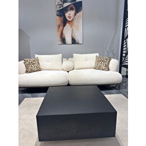 Most Lignum Ahşap Görünümlü Mat Siyah Orta Sehpa 80x80 Cm. (evinize Teslim)