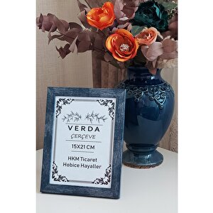 15x21 Cm Fotoğraf Çerçevesi! Ahşap Ayaklı Pvc Camlı Dekoratif Masaüstü Çerçeve! Mavi Renk
