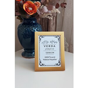 13x18 Cm Fotoğraf Çerçevesi! Ahşap Ayaklı Pvc Camlı Dekoratif Masaüstü Çerçeve! Gold Renk