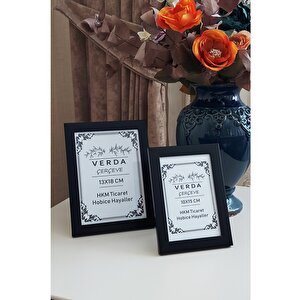 2 Li Çerçeve 10x15 Cm Ve 13x18 Cm Fotoğraf Çerçevesi! Ahşap Ayaklı Pvc Camlı Dekoratif Çerçeve! Siyah Renk!