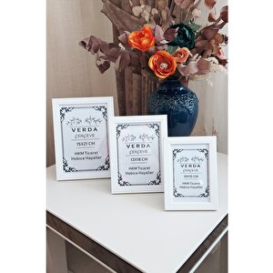 3 Lü Set! 10x15, 13x18 Cm Ve 15x21 Cm Fotoğraf Çerçevesi!pvc Camlı Dekoratif Çerçeve!  Beyaz Renk!