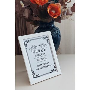 15x21 Cm Fotoğraf Çerçevesi! Ahşap Ayaklı Pvc Camlı Dekoratif Masaüstü Çerçeve! Beyaz Renk