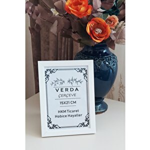 15x21 Cm Fotoğraf Çerçevesi! Ahşap Ayaklı Pvc Camlı Dekoratif Masaüstü Çerçeve! Beyaz Renk