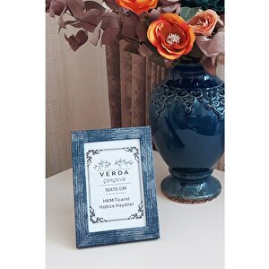 10x15 Cm Fotoğraf Çerçevesi! Ahşap Ayaklı Pvc Camlı Dekoratif Masaüstü Çerçeve! Mavi Renk