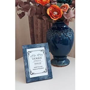 10x15 Cm Fotoğraf Çerçevesi! Ahşap Ayaklı Pvc Camlı Dekoratif Masaüstü Çerçeve! Mavi Renk