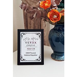 15x21 Cm Fotoğraf Çerçevesi! Ahşap Ayaklı Pvc Camlı Dekoratif Masaüstü Çerçeve! Siyah Renk