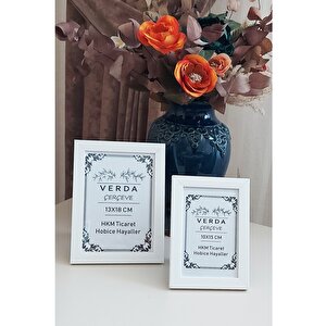 2 Li Çerçeve 10x15 Cm Ve 13x18 Cm Fotoğraf Çerçevesi! Ahşap Ayaklı Pvc Camlı Dekoratif Çerçeve! Beyaz Renk!