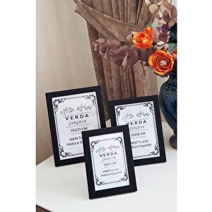 3 Lü Set! 10x15, 13x18 Cm Ve 15x21 Cm Fotoğraf Çerçevesi! Ahşap Ayaklı Dekoratif Çerçeve! Siyah Renk!