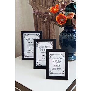 3 Lü Set! 10x15, 13x18 Cm Ve 15x21 Cm Fotoğraf Çerçevesi! Ahşap Ayaklı Dekoratif Çerçeve! Siyah Renk!